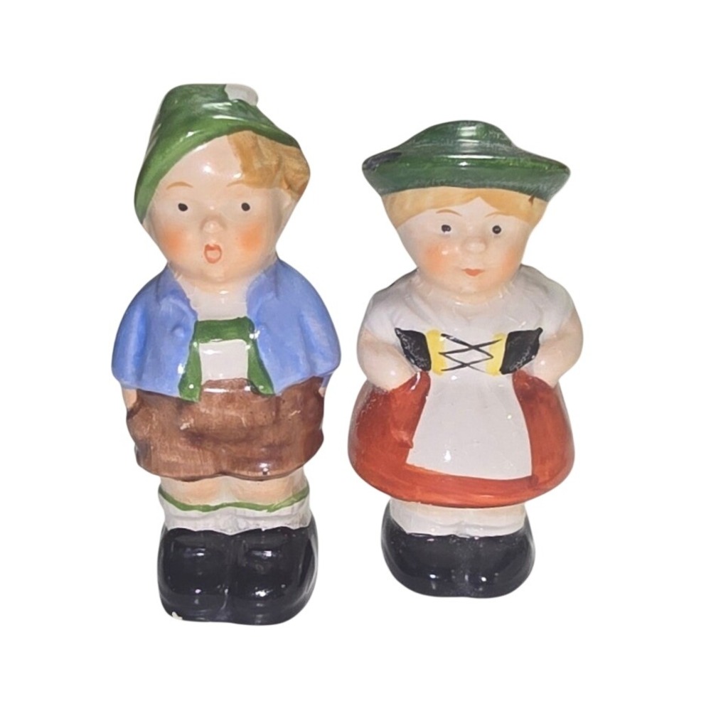 Vintage w Goebel West Germany Bavarian‎ Boy Girl Salt Pepper Shakers Set Hummel
